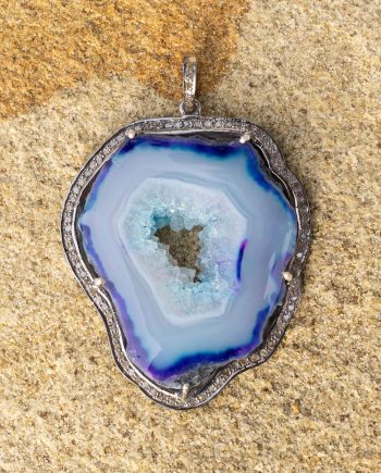 Blue Druzy Diamond Pendant