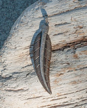 Black Carved Feather Diamond Pendant