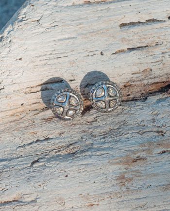 Large 4 Corner Diamond Stud Earrings