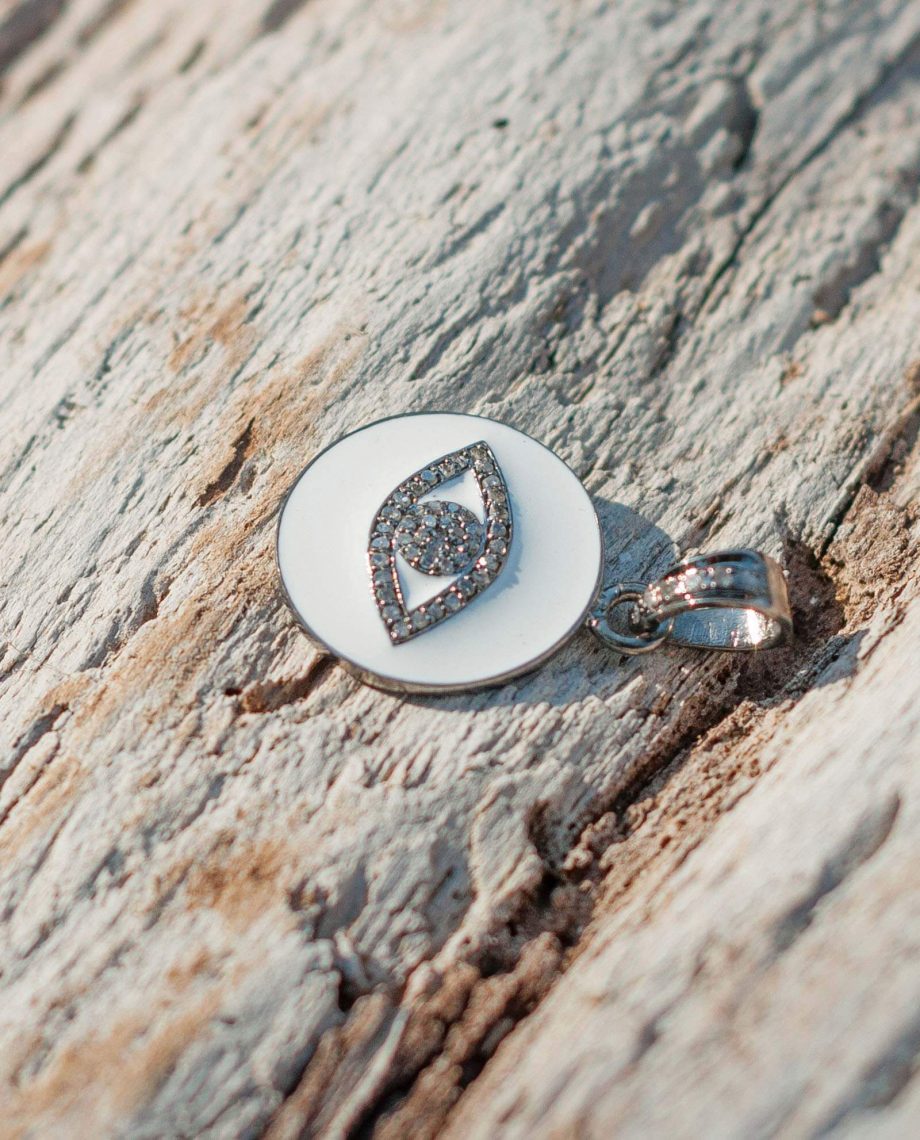 White Evil Eye Diamond Pendant 2