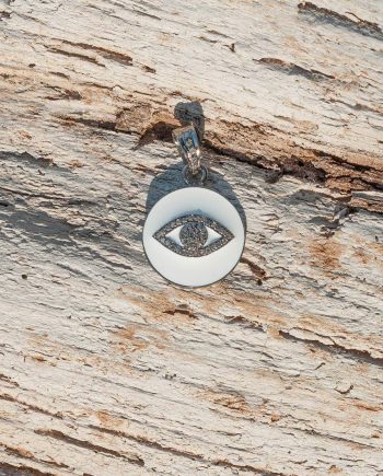 White Evil Eye Diamond Pendant